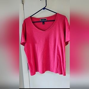 Karen & Scott hot pink short sleeve blouse, size 1X